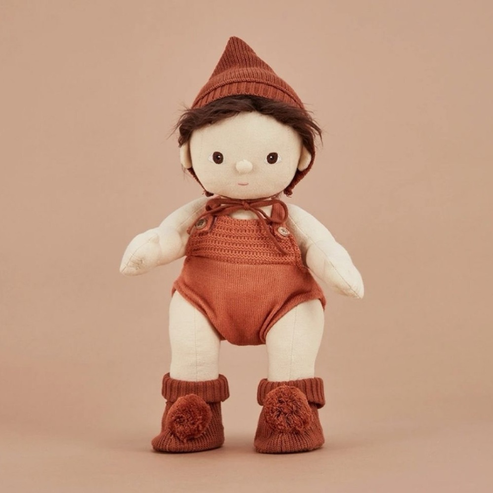 NEW Olli Ella Dinkum Doll Accessories Knit Set Umber Hat Booties 14" Dolls